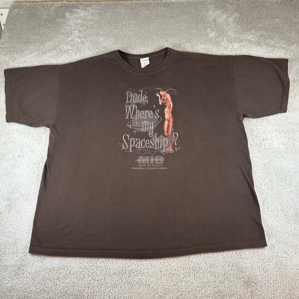 Vintage Universal Studios Men In Black T-Shirt Mens 2XL Brown Alien Attack MIB
